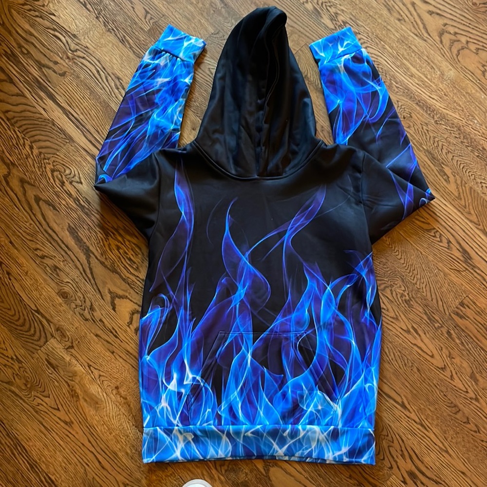 Boys XXL (fits 11-13 year olds) blue flame hoodie
